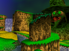 A view of Spiral Mountain from Banjo-Kazooie (top) and Banjo-Tooie (bottom)